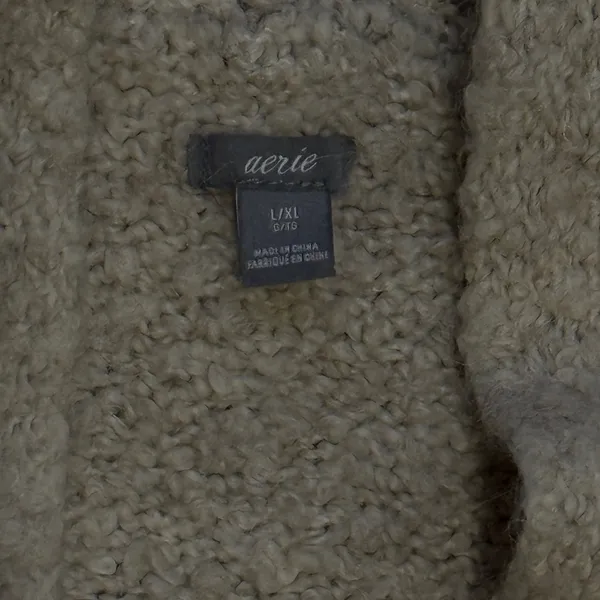 Aerie Wool Blend Cozy Women's Gray Cream Sweater Cardigan Wool Blend L / XL - Image 8