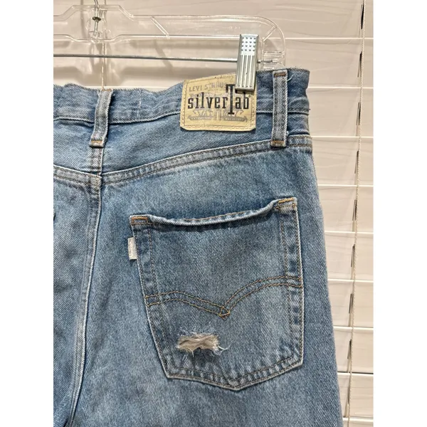 Levi's SilverTab 94 Baggy Jeans Womens 27 Light Wash Distressed Ripped Denim 90s - Image 6