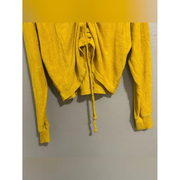 Aerie Yellow Terry Cloth Cinched Reversible Pullover Sweater Women’s Size Small - Image 6