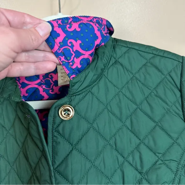 Davina Green Pink Blue Quilted Puffer Jacket Preppy Small Barn Chore Prep - Image 2