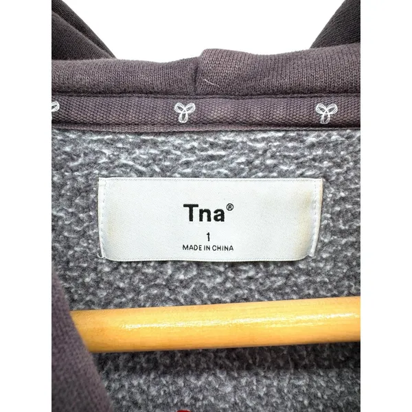 Tna Fleece Hoodie Sweatshirt‎ Gray Size 1 Oversized Kangaroo Pocket Cozy Aritzia - Image 3