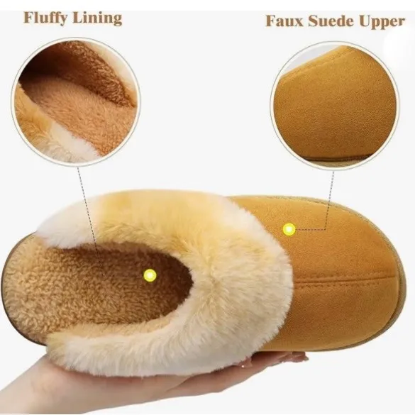 Women's Cozy Brown Fur Slippers Size 7 - Image 2
