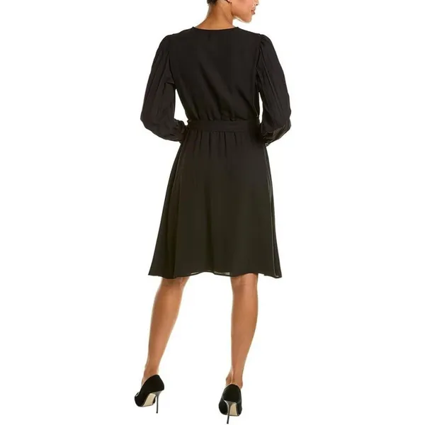 NWT Anne Klein Womens Surplice A-Line Dress 10844849 L Black - Image 2