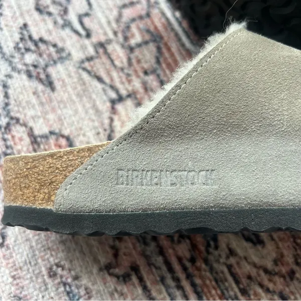 Birkenstock Arizona Shearling Sandals Suede Stone Coin Size 8.5 US 39 - Image 10