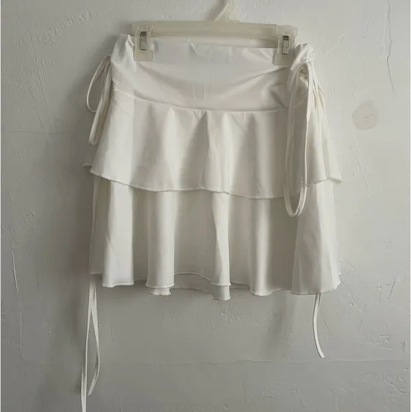 White Ruffle Trimmed Tiered Skirt Size XS - Image 8