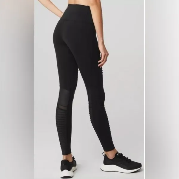 Alo Yoga Women's Black High Waisted Moto Legging Pants Medium Athleisure Yoga - Image 6