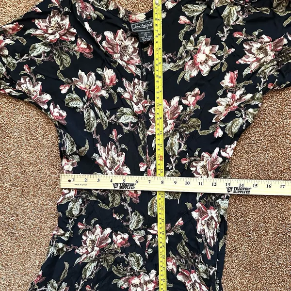 Vtg Nostalgia Maxi Dress Med Whimsical Garden Dark Floral Cottagecore Whimsigoth - Image 6