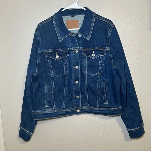 Judy Blue Classic Dark Wash Cotton Blend Denim Jacket Women’s Plus Size 1X - Image 3