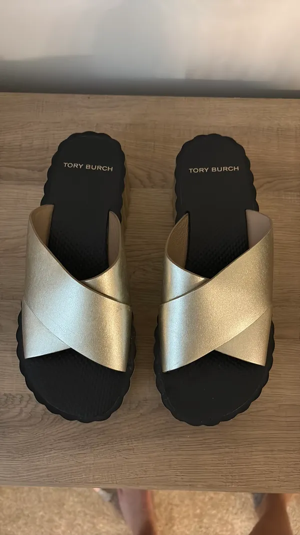 Tory Burch Gold Platform Sandals - Image 5