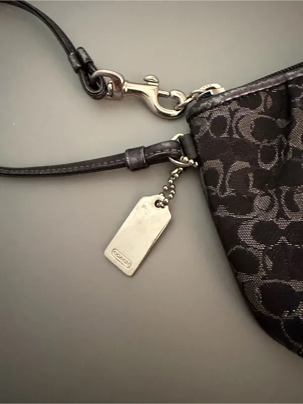 Coach Black Signature Wristlet with Silver Tags - Image 5