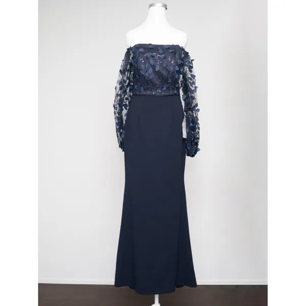 Eliza - Floral Appliqué Long Sleeve Off-the-Shoulder Gown - Image 2