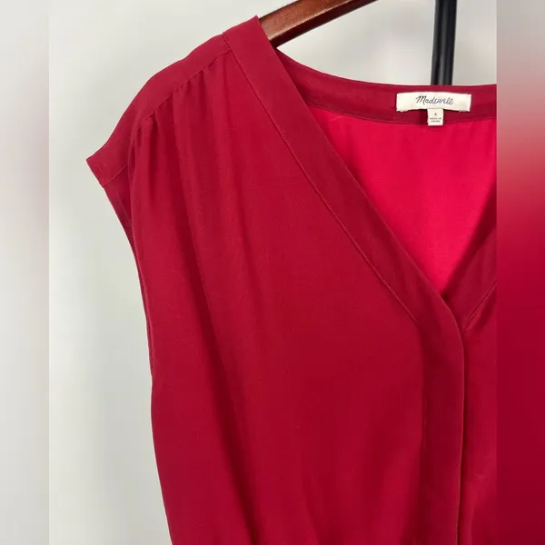 Madewell‎ Skygaze Red Eyelet Scallop Hem Embroidered Dress - Image 5