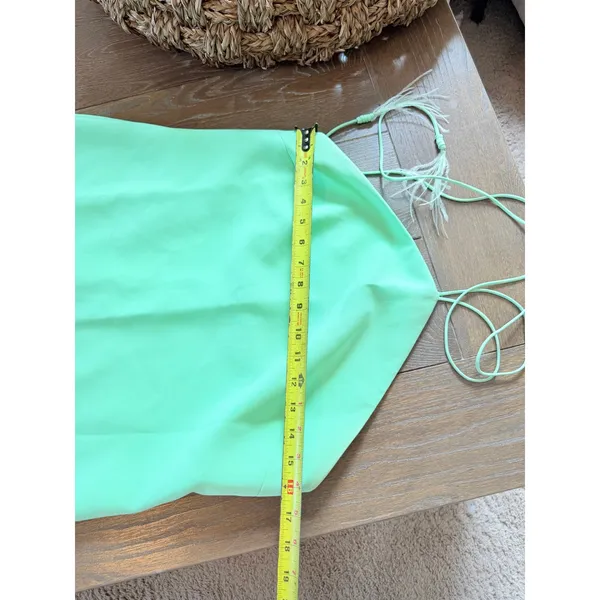 Alexis Izzie Dress Womens Mint Green Feather Trim Halter Midi Size Large - Image 8