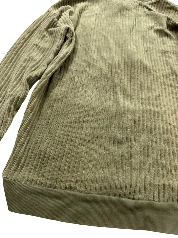 Maurices Olive Green Ribbed Corded Tie Neck Pullover Sweater Front Small Women's - Image 11