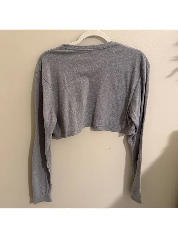 Booty by Brabants Ultra Cropped Long Sleeve Dark Heather Grey NWOT - Image 6
