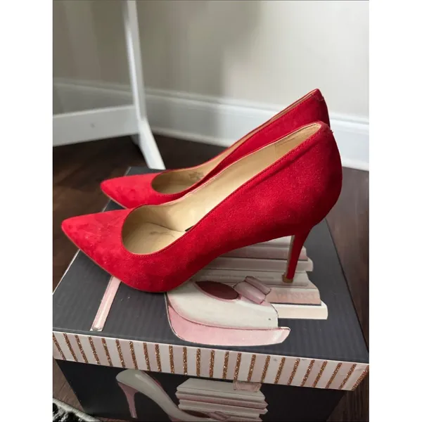 Marc Fisher Red Suede Pointed Toe Pumps - Image 4