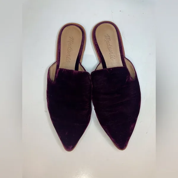 Madewell Women’s Gemma Mule Velvet‎ Purple with Pointed Toe Shoes Size 6 - Image 4