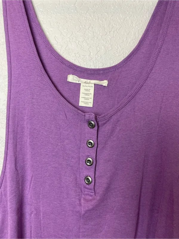 Levi's Purple Scoop Neck Henley Tank Top Size M - Image 2