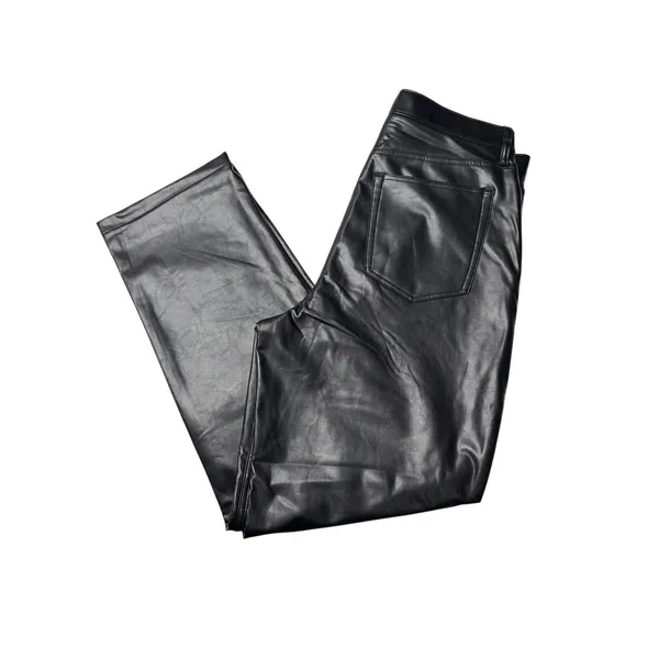 Abercrombie Curve Love 90s Straight Vegan Leather Pants High Rise Black 32 14R - Image 6