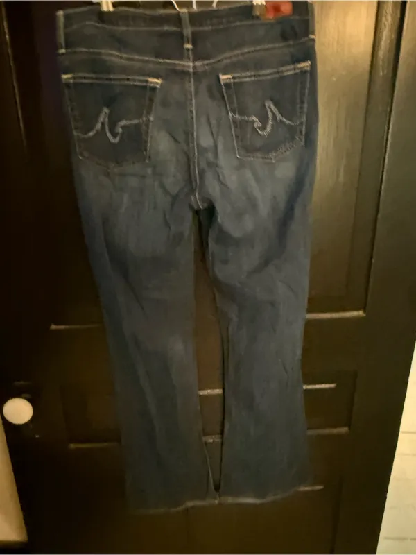 Ag Adriano Goldschmied Dark Blue Denim Jeans with Contrast Stitching - Image 2