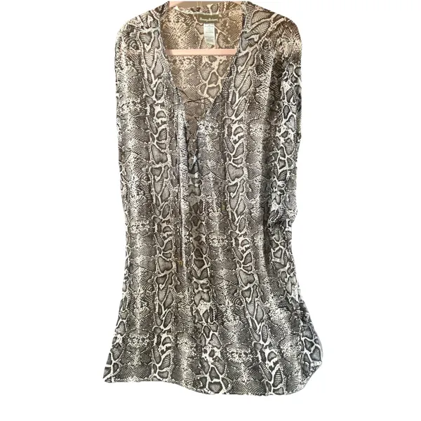 Tommy Bahama Top XL Cover‎ Up Beach Pool Animal Print Lace Up Long Chic Sheer - Image 8