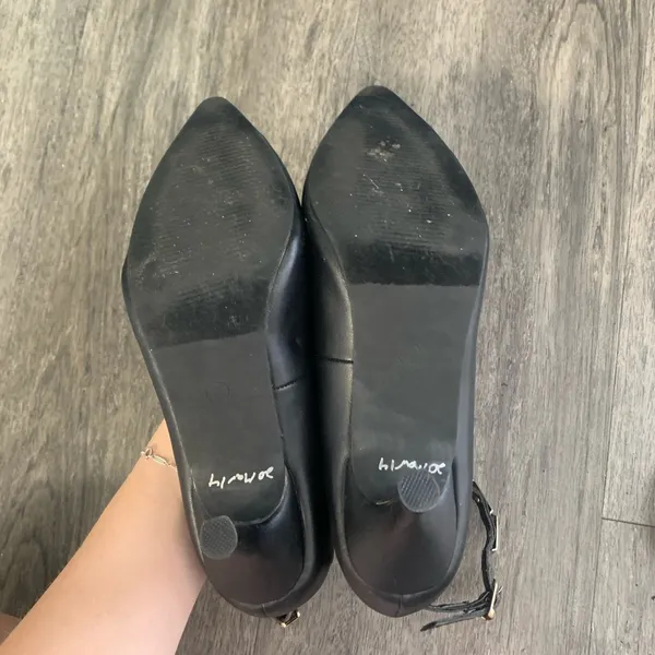 Leuven Alexander black pointed ankle strap heels Size 5.5 - Image 9
