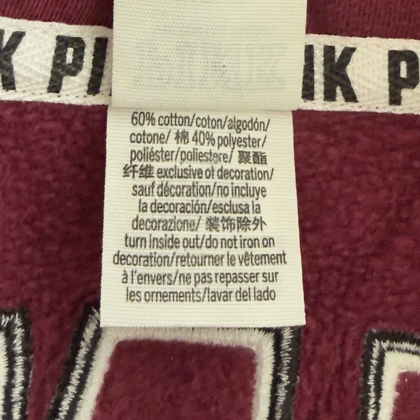 Pink Victoria's Secret Maroon Fleece Quarter Zip Size M - Image 7