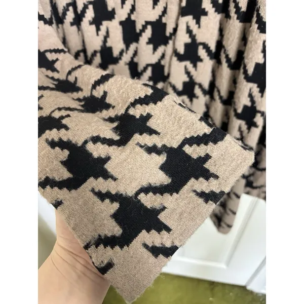 Ann Taylor Wool Blend Houndstooth Open Front Cardigan Sweater S Pockets Cozy - Image 6