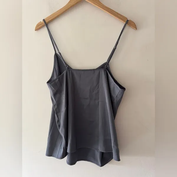 NEW!! Ekouaer Charcoal Gray Silky Satin Cami Sleep Lounge‎ Top - Image 4