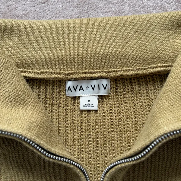 Ava & Viv Quarter Zip Shaker Stitch Pullover Sweater Moss Green Size X / 14W - Image 6