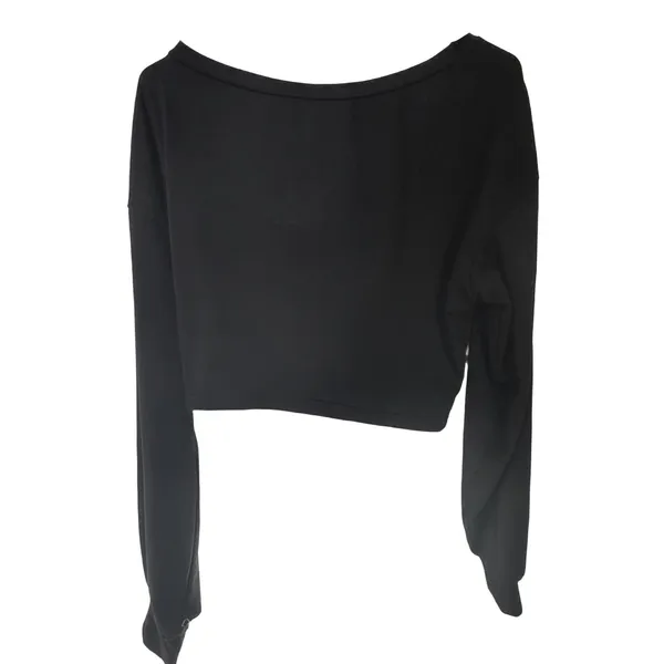 NWOT SHEIN Black Twist Front Crop Top Long Sleeve Y2K Going Out Womens Size Med‎ - Image 2