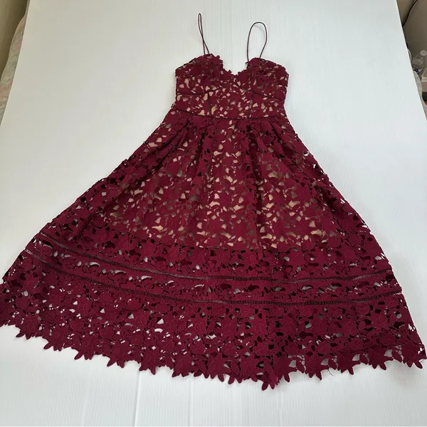 Self-Portrait Azalea Dress Burgundy, S (US 6, UK 10) - Image 6
