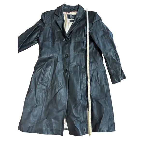 Wilsons Leather Black Genuine Leather Insulated‎ Trench Coat Women's Sz XL - Image 5