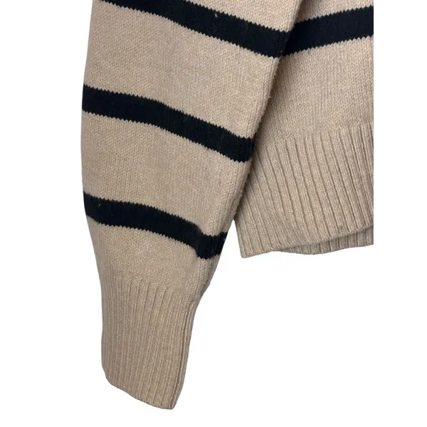 Old Navy Striped Cotton Polo Sweater Women Large Tall Tan Striped Preppy Knit‎ - Image 7