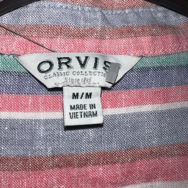 Orvis Linen/Rayon Multicolor Striped Shirt Women Top Size Medium - Image 3