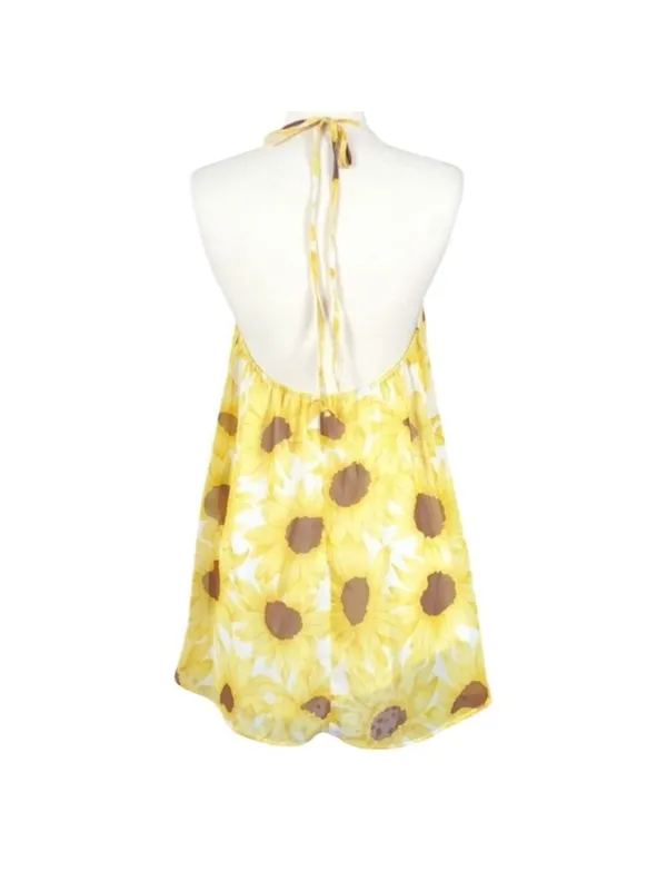 Show Me Your Mumu Yellow White Sunflower Halter Mini Dress Size Medium - Image 7