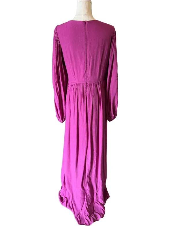 Showpo - Paige Maxi Dress Orchid Purple Cutout Balloon Sleeve Gown Sz US 10 - Image 5
