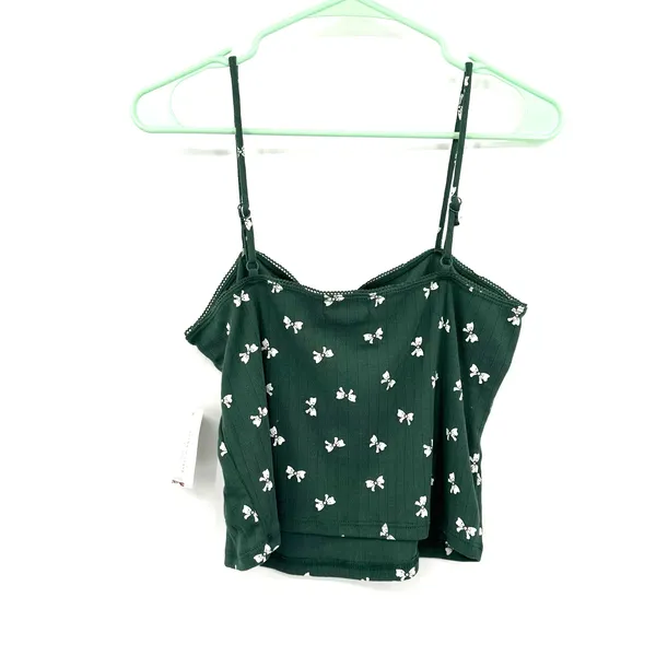 Altar'd State Size XL New with Tags Green Tank Top Spaghetti Strap Bow‎ Print - Image 2