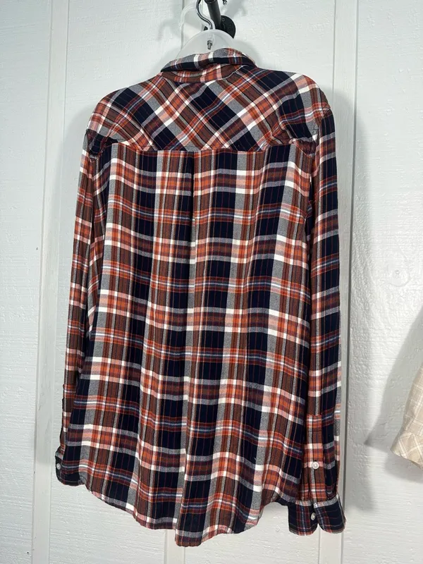Lucky Brand Brown Plaid Long Sleeve Shirt Size XL EUC - Image 8