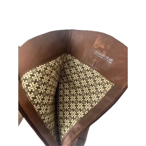 Tory Burch Juliet equestrian brown leather knee boots size 5m - Image 8