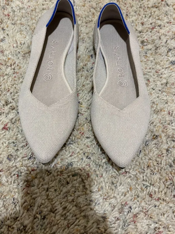 Rothy's The Point Ballet Flats Pointed Toe Knit Light Tan Beige - Image 3