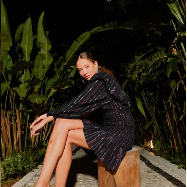 Farm Rio Lurex Stripes Mini‎ Dress - Image 4