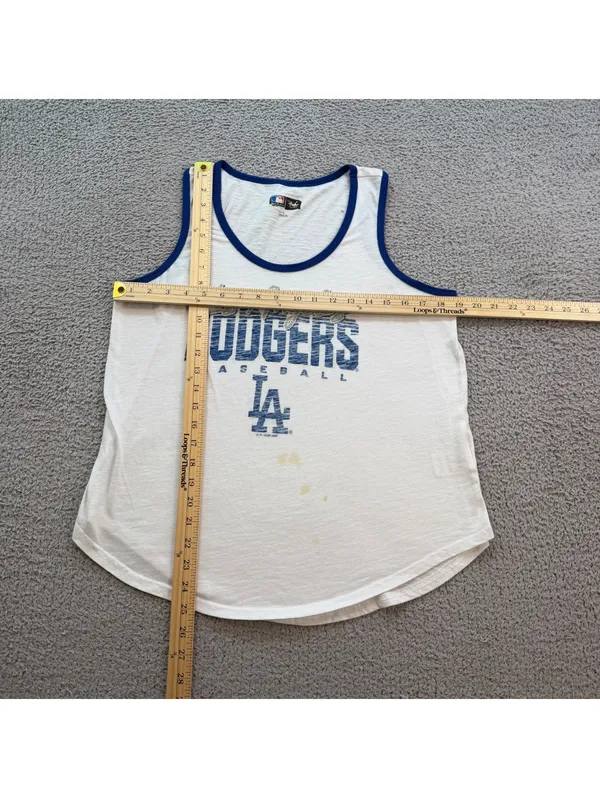 Los Angeles Dodgers MLB Carl Banks White Ringer Tank Top Womens M 2020 Baseball - Image 3