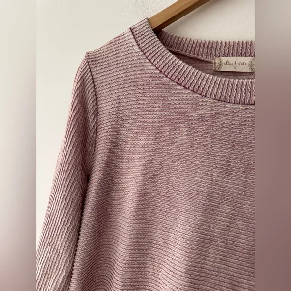 Altar’d State Dusty‎ Pink Asymmetrical Boho Fringe Long Sleeve Top - Image 2