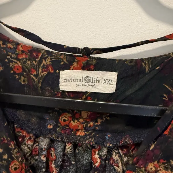 Natural Life Rowan Floral Top Bohemian Cottagecore Festival Boho Tie Neck XXL - Image 3