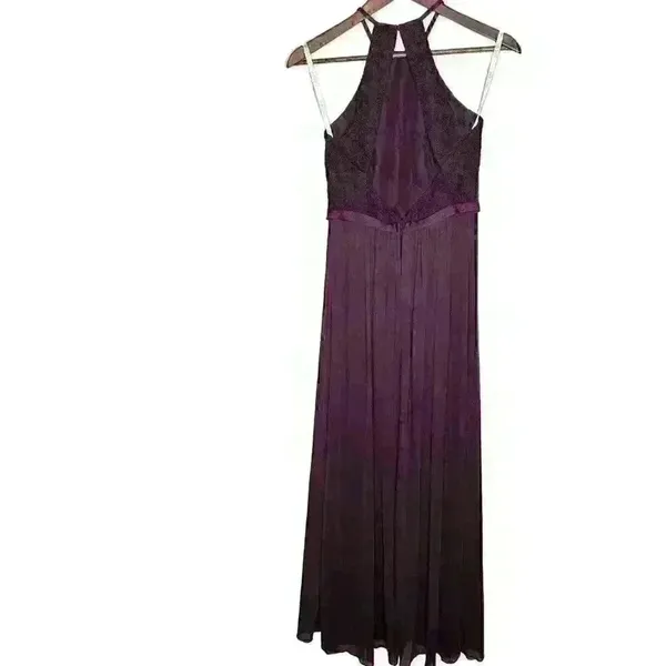NWT David's Bridal F19608 Plum Long Lace Mesh High Neck Sz 2‎ - Image 6