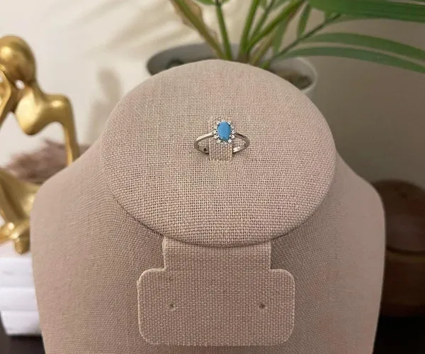 Sterling Silver SIZE 5 925 Crown Natural Turquoise Cubic Zirconia Ring - Image 7