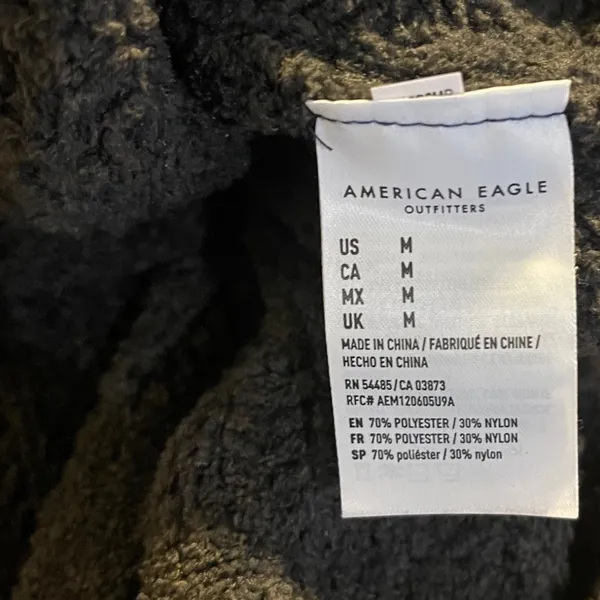 American Eagle Olive Green Open Front Chunky Knit Cardigan Pockets Size Medium - Image 4