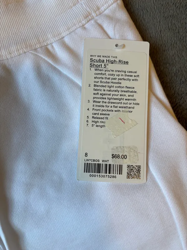 Lululemon Scuba High-Rise Short 5" White Size 8 - Image 4