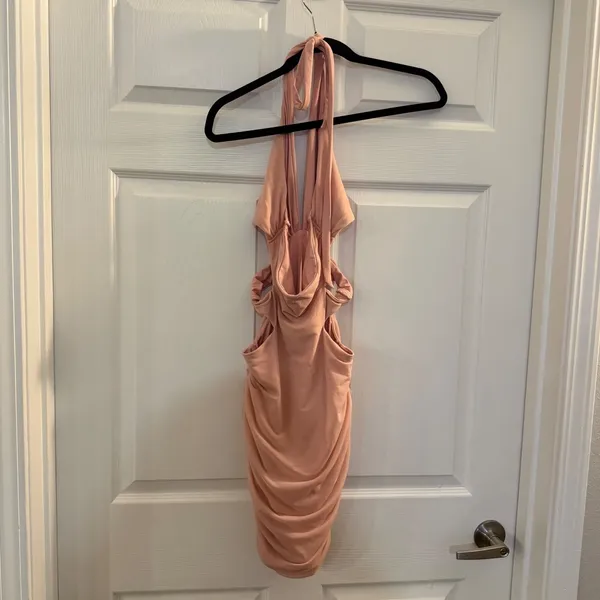 Oh Polly Halter Mini Dress Pink US 6 Cutout Ruched Bodycon ‎ Clubwear Night Out - Image 3